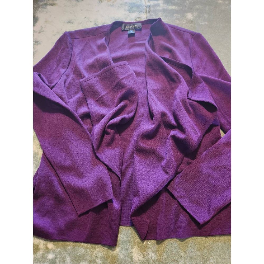 St John purple wool blend cardigan size P
